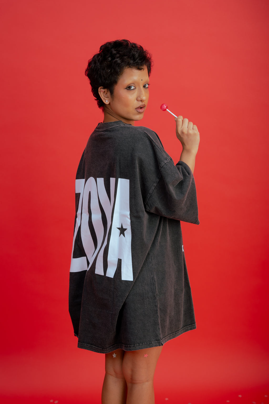 Indian Girls Can Make Pop Music Too – Acid Wash Oversized Tee